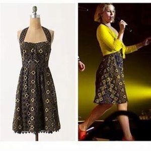 Edme & Esyllte Rhythmic Repetition Halter Dress- Anthropologie